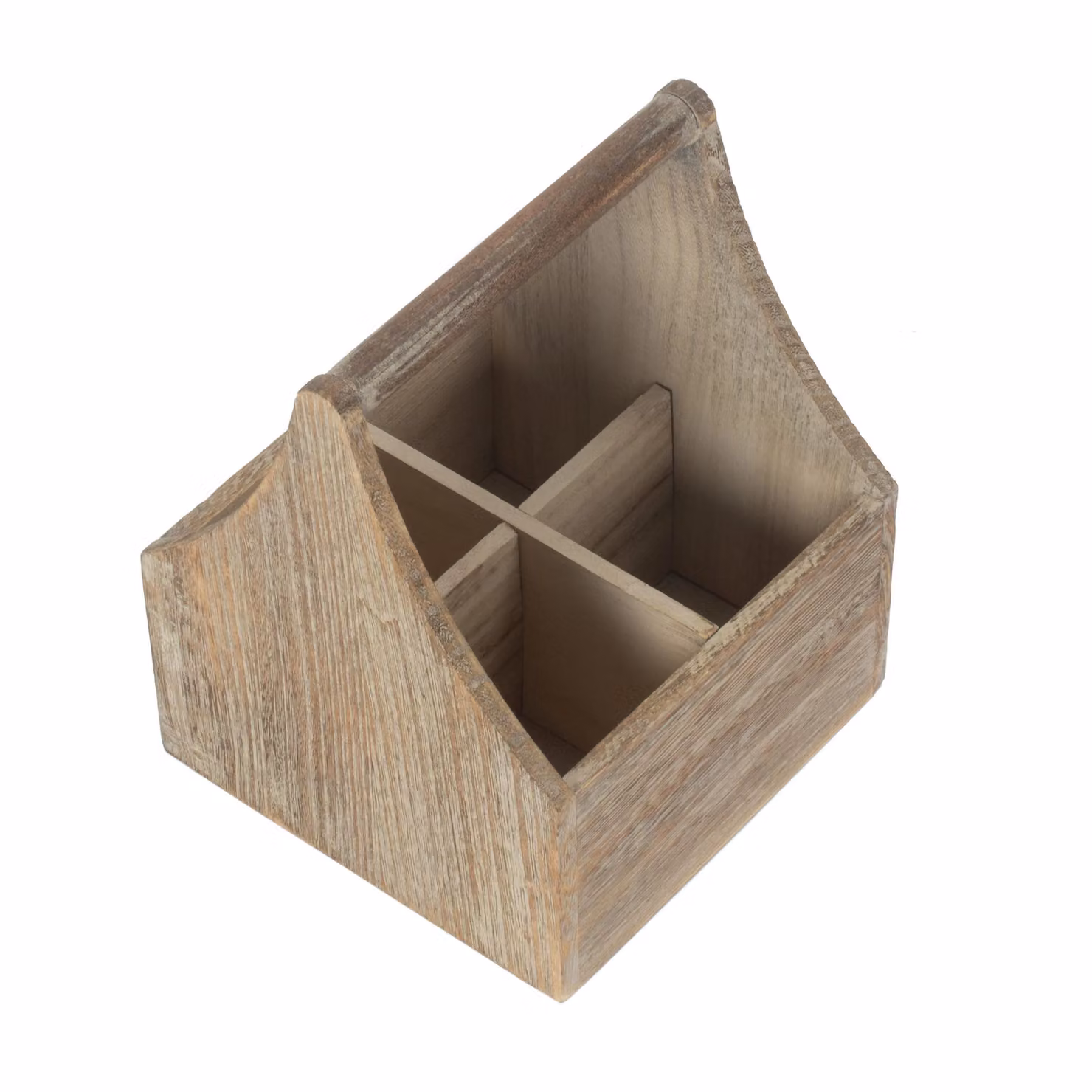 Red Hamper Oak Effect Wooden 4 Section Square Cutlery Holder in Brown – 2