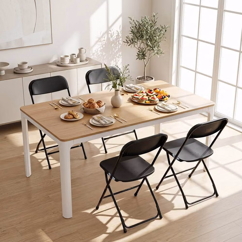 Gymax 4 Pack of Black Metal Folding Chairs – 4