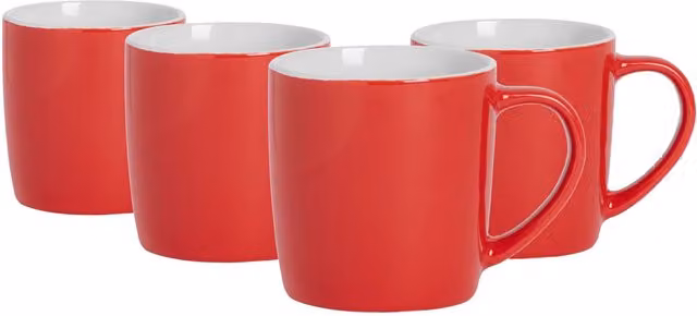 Argon Tableware Red Stoneware Coffee Mugs, 350ml, Pack of 4 – 5