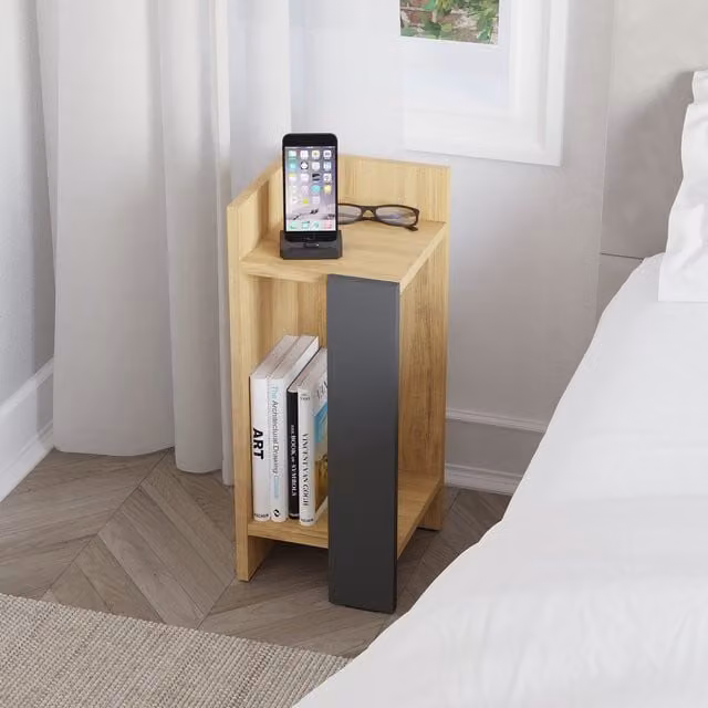 Decortie Elos Modern Narrow Left Module Bedside Table in Anthracite Grey, W: 25 cm, H: 60 cm