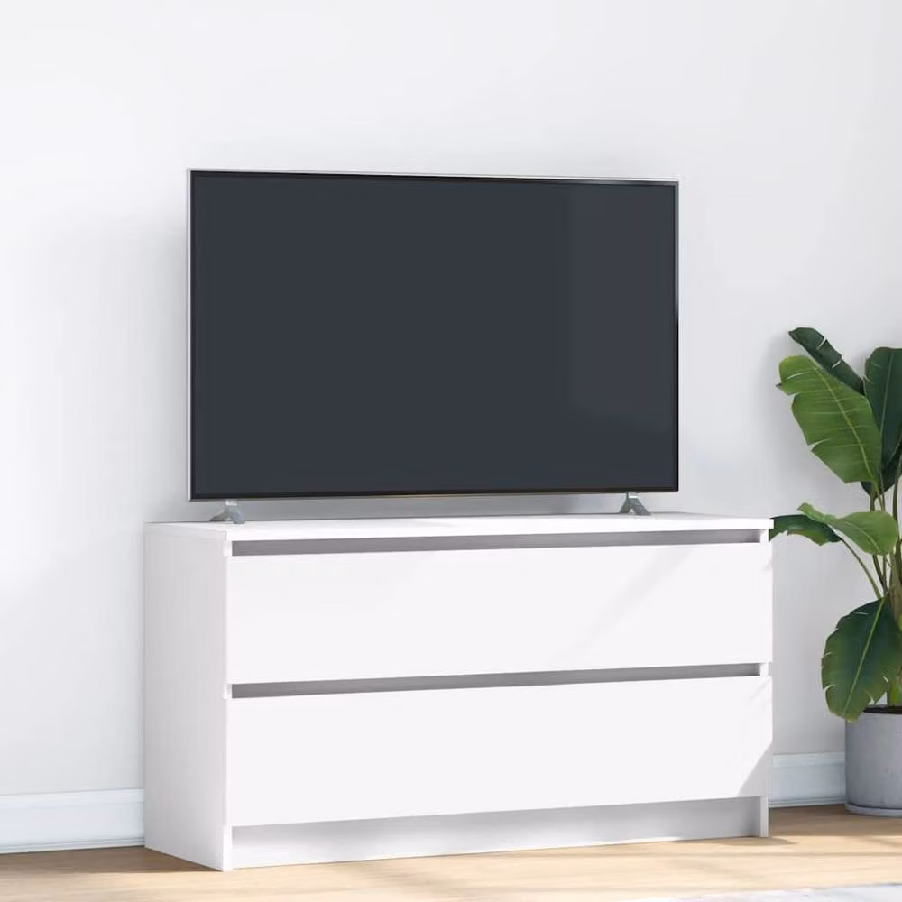 Berkfield Home White TV Cabinet in Engineered Wood W/D/H: 100 x 35 x 54 cm – 2