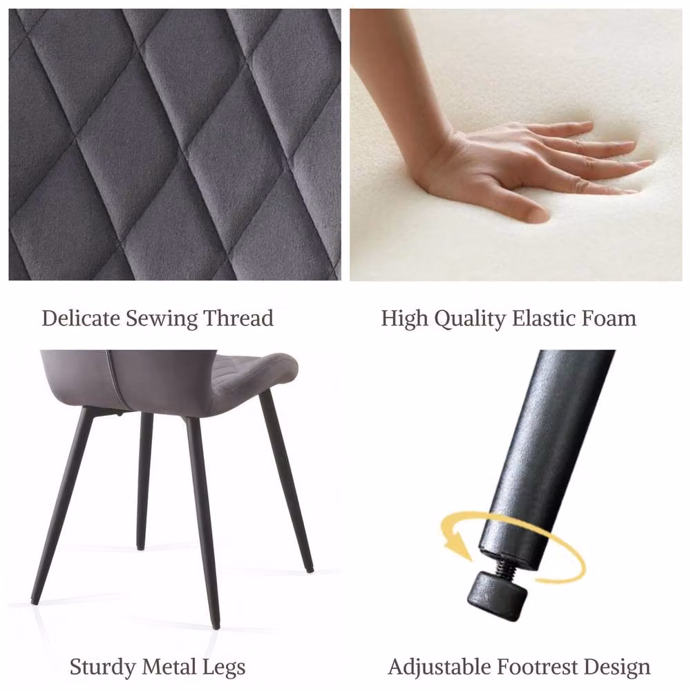 SONARA Modern Velvet Dining Chairs Set of 4 with Ergonomic Curved Backrest in Grey – 4