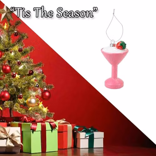 VFM e-Store Glitter Cocktail Christmas Tree Hanging Ornament in Red and Pink, W/D/H: 11 x 6.5 x 6.5 cm – 6