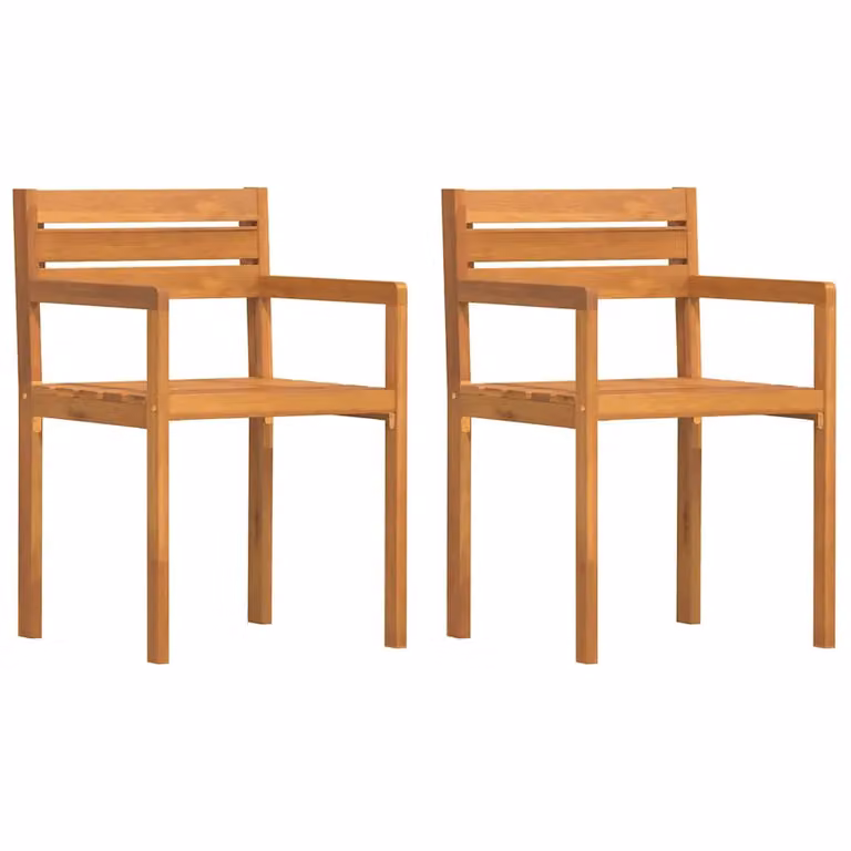 Berkfield Home Set of 2 Modern Acacia Wood Garden Chairs in Brown, W/D/H: 50 x 53 x 80 cm