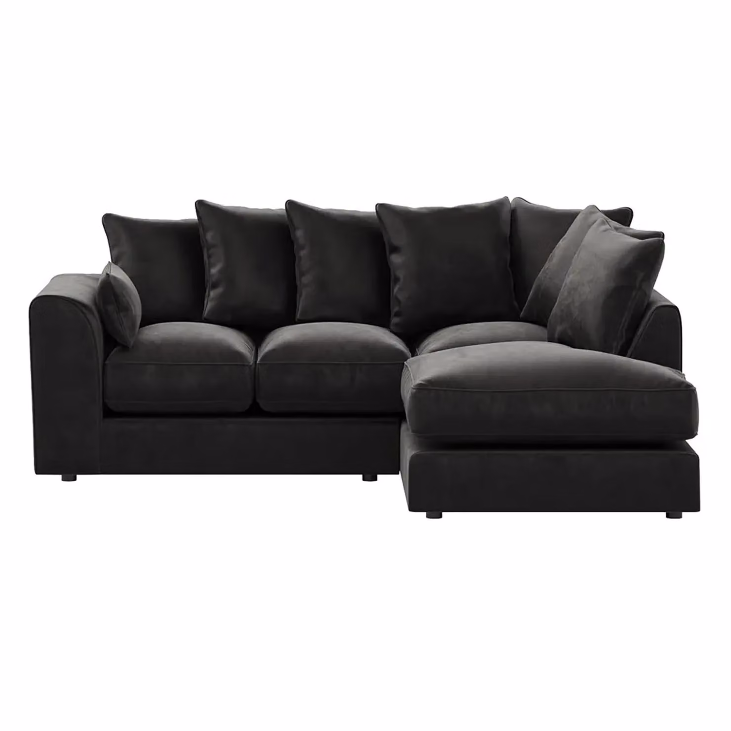 Furnishings For Less UK Brooklyn 3 to 4 Seater L Shaped Corner Sofa in Black Plush Velvet, Right Hand Facing – 2