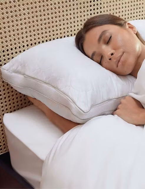 KALLY SLEEP Adjustable Multi-Position Pillow with Removable Cotton and Polyester Cover in White
