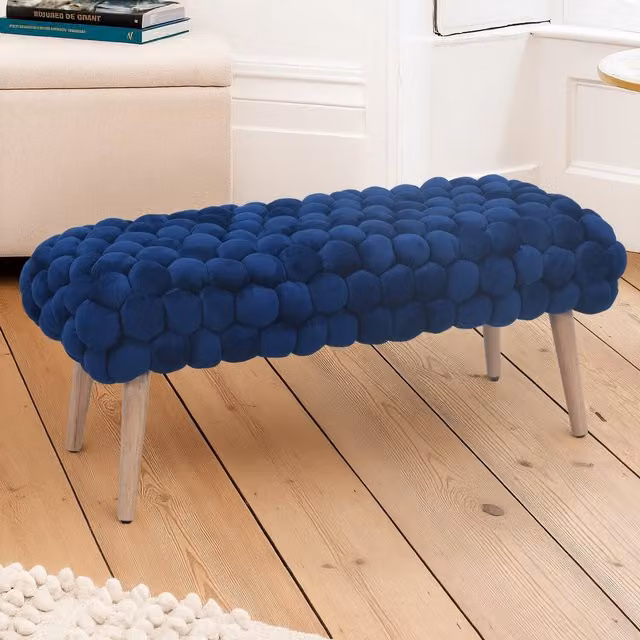 Artemis Home Cushla Bubbly Velvet Large Footstool - Blue
