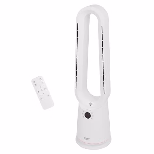 Russell Hobbs RHBHC2030W Bladeless Electric Fan Heater and Cooling Fan, 2000W, White
