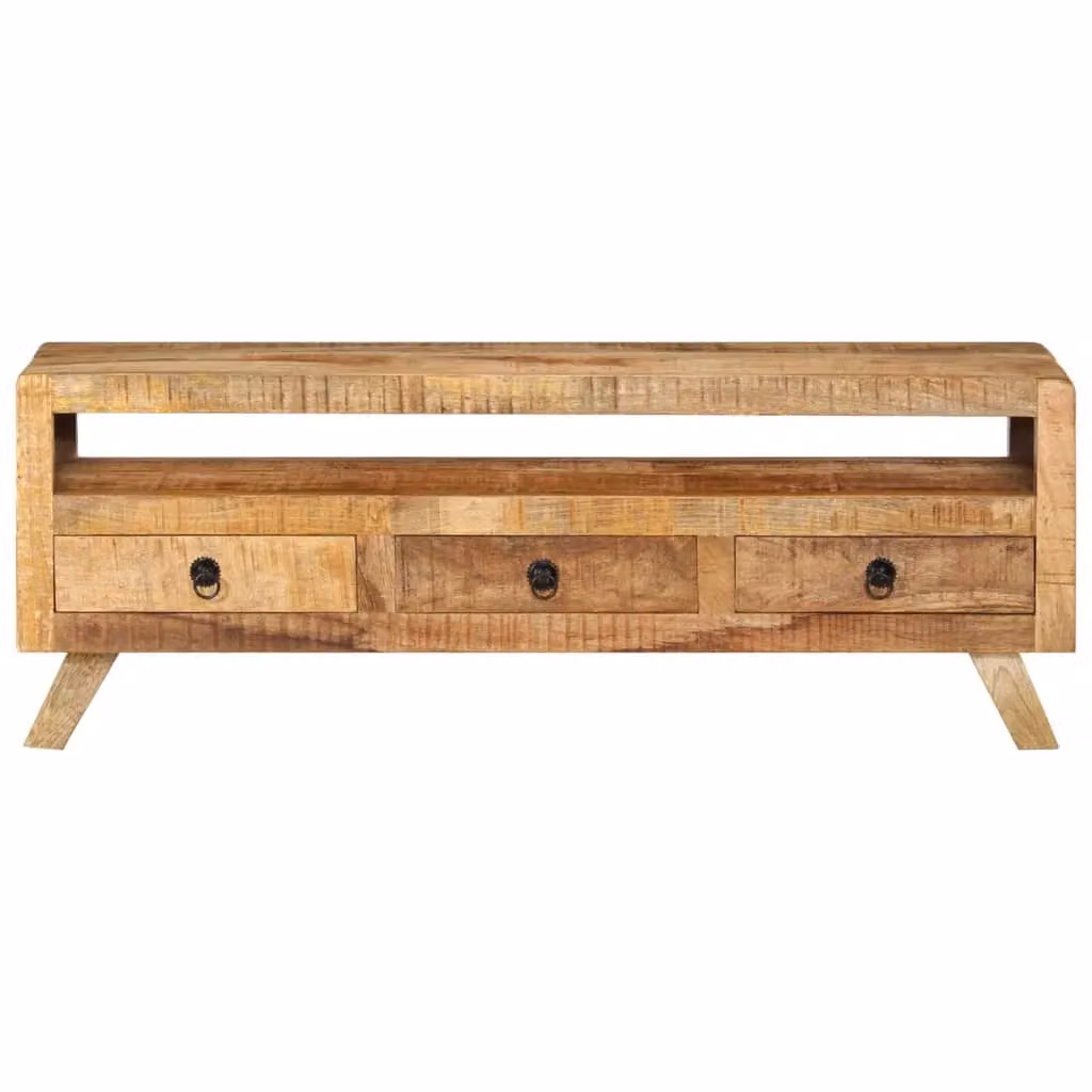 Berkfield Home Rustic Solid Mango Wood TV Cabinet in Brown, W/D/H: 110 x 40 x 40 cm – 2
