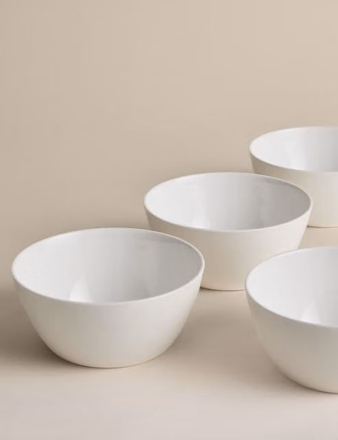 M&S Arlington White Bone China Cereal Bowls, Set of 4