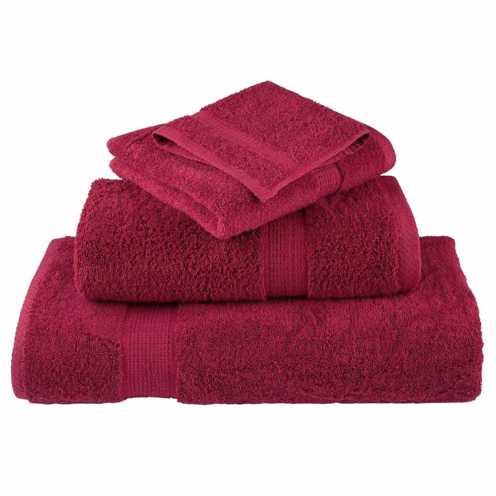 Berkfield Home SOLUND Premium Cotton Terry Guest Towels, 4 Pack, Bordeaux Red, W: 30 cm, H: 50 cm, 600gsm – 4