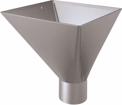 Lindab Large Half Round Galvanised Steel Water Hopper in Silver Metallic