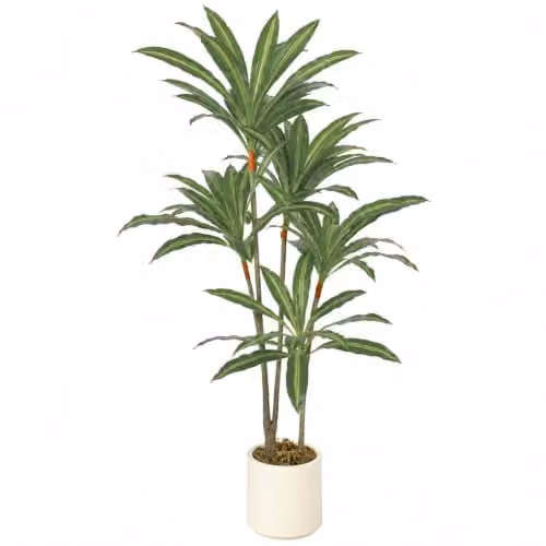 HOMCOM 150cm Artificial Dracaena Tree with Bendable Trunks in Green and White – 1