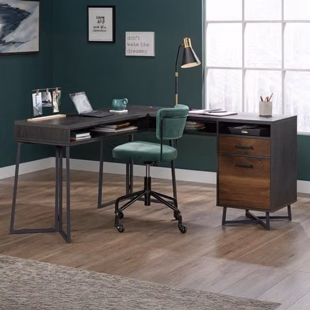 Teknik Brown L-Shaped Corner Desk for Home Office