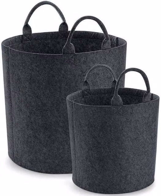 Bagbase Felt Laundry Basket with Handles in Charcoal Grey