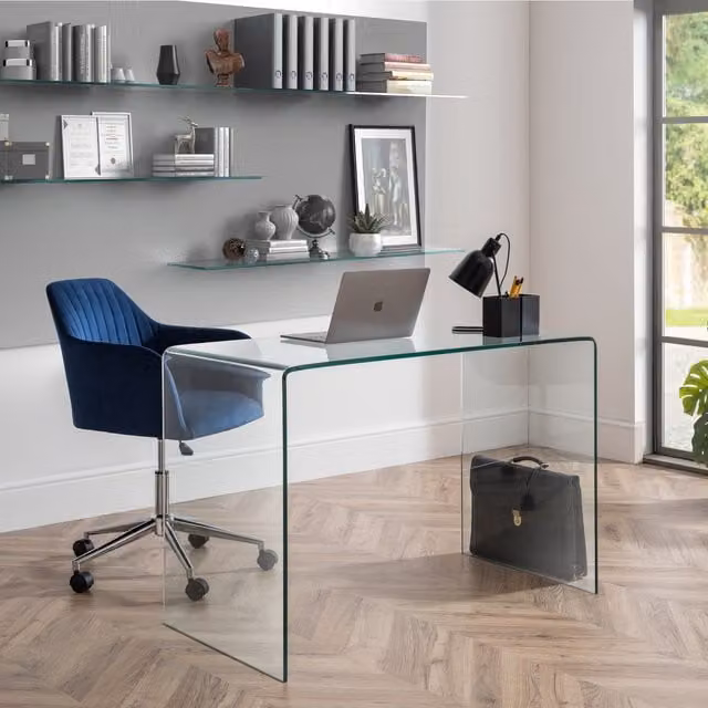 Julian Bowen Amalfi Desk and Kahlo Office Chair Set in Blue