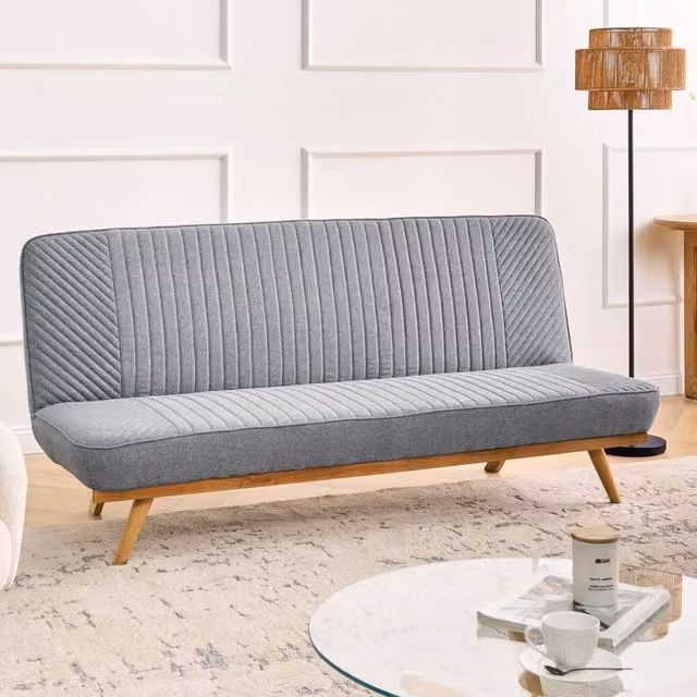 Wyld and Coco Grey Tufted 2-Seater Sofa Bed with Water-Repellent Fabric, W/D/H: 191 x 140 x 84 cm – 1