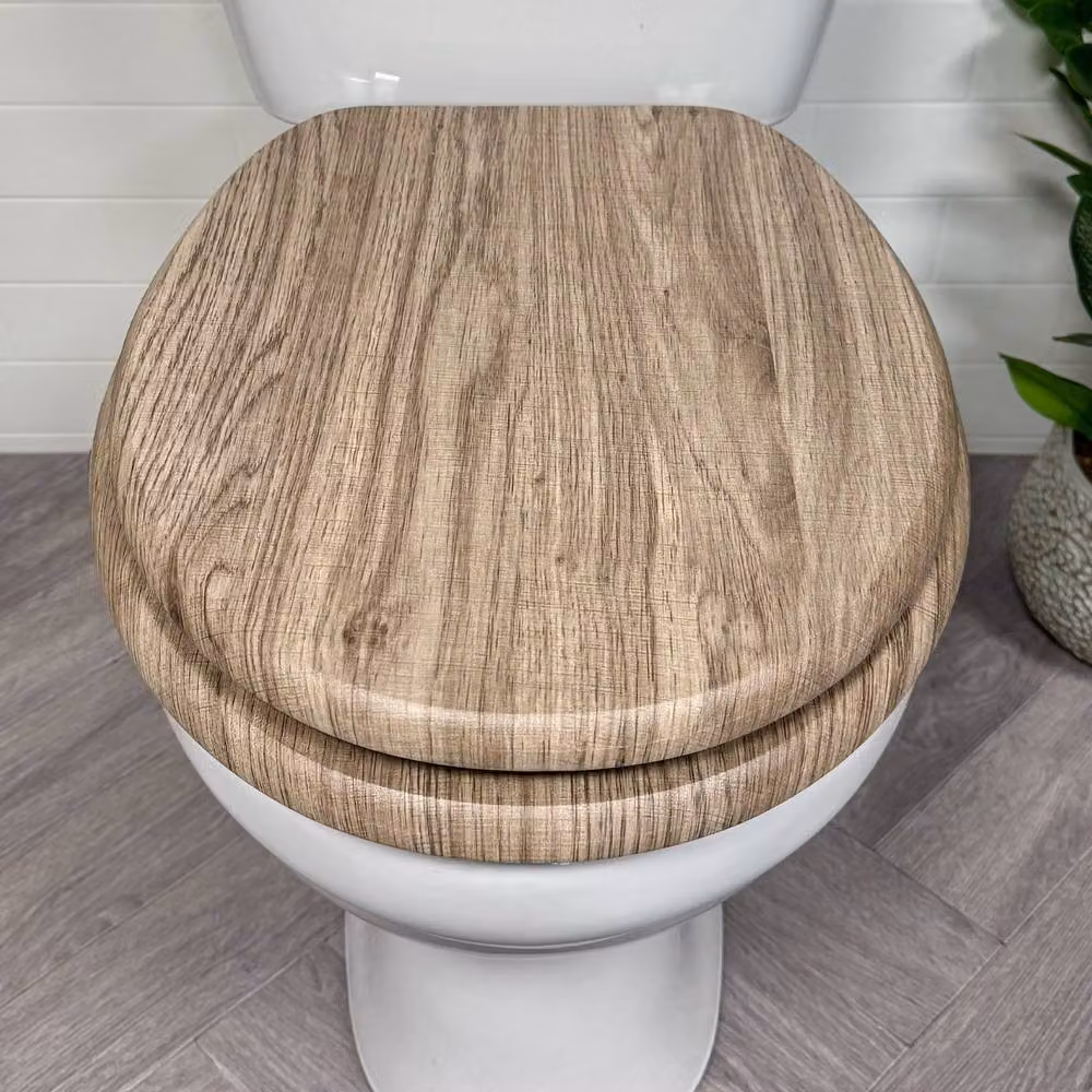 Showerdrape Norfolk Soft Close Wooden Toilet Seat in Natural Rust Oak – 2