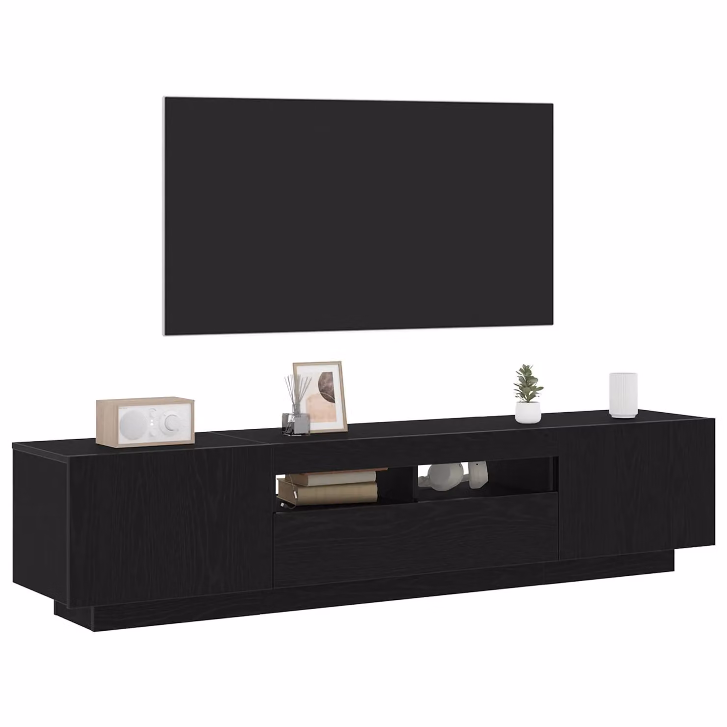 Berkfield Home Modern TV Cabinet with Integrated LED Lighting in Black Oak, W/D/H: 180 x 40 x 40 cm – 3