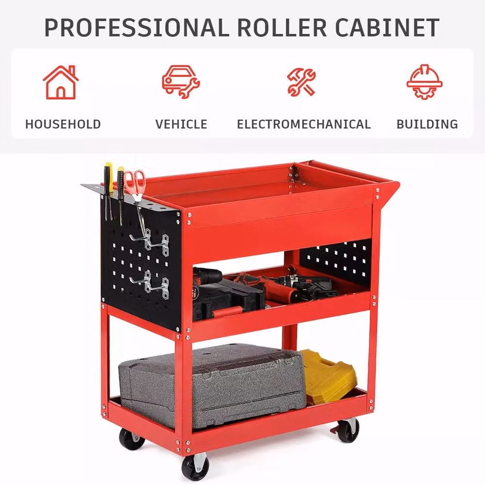 Dprodo 3 Tier Tool Cart with Drawers in Red, 150kg Capacity, Width: 60 cm – 2