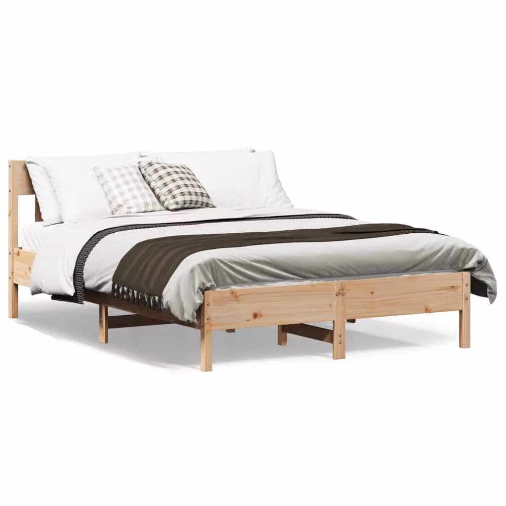 Berkfield Home Beautiful Small Double Bed Frame in Beige Solid Pine, W/D/H: 120 x 200 cm – 2