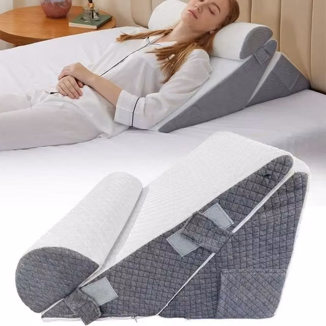 KORVIXA 10-in-1 Memory Foam Wedge Pillow with Removable Breathable Jacquard Cover in White