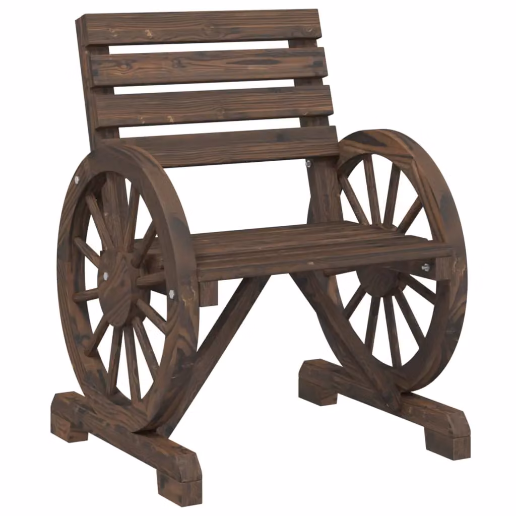 Berkfield Home Set of 4 Rustic Brown Solid Wood Fir Garden Chairs – 4