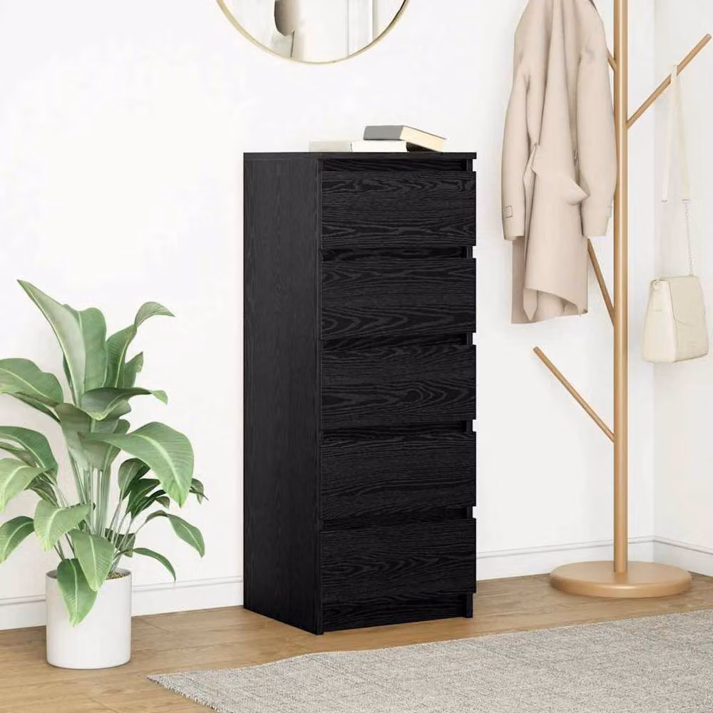 Berkfield Home Modern Sideboard with Drawers in Black Oak, W/D/H: 37.5 x 35.0 x 99.0 cm – 1