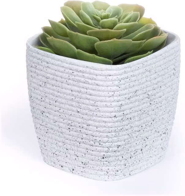 LIVIVO Grey Sandstone Plastic Plant Pot, 12 cm