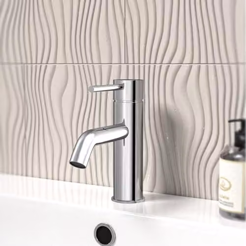 Nes Home Chrome Deck Mounted Round Single Lever Basin Mono Tap with Waste