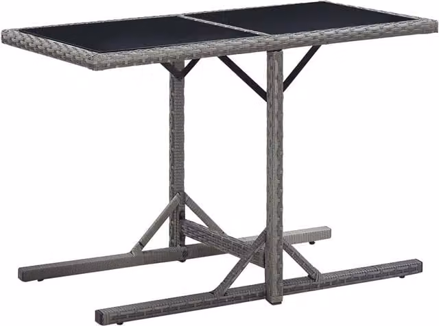 Berkfield Home Garden Table in Anthracite and Black with Glass and Poly Rattan, W/D/H: 110 x 53 x 72 cm