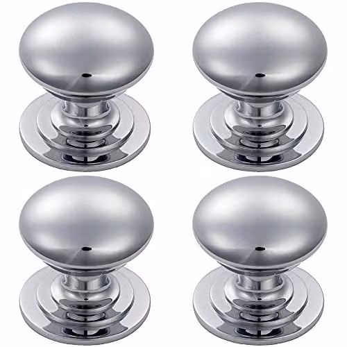 Loops 4 Pack Victorian Round Cupboard Door Knobs in Polished Chrome – 1