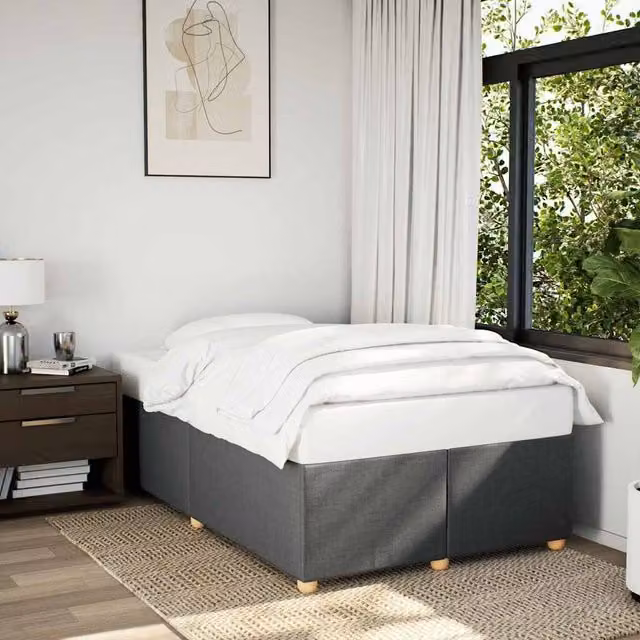 Berkfield Home Upholstered Fabric Bed Frame in Grey, Double (140 x 200 cm)