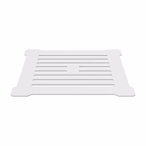 nuie STW004S Modern Slimline Bathroom Shower Tray Waste and Grill Top, White, 115 mm