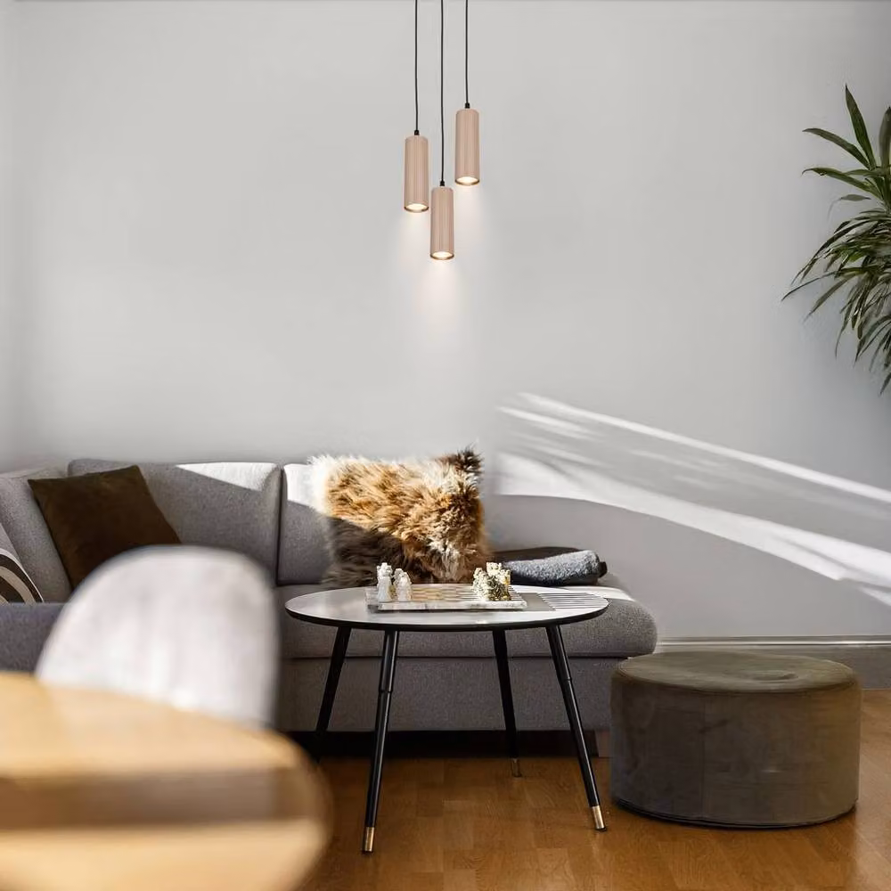 Briloner Beige Modern 3-Light Height Adjustable Pendant Light for GU10 Bulbs – 4