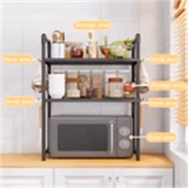 Nordara 3 Tier Black Metal Kitchen Corner Shelf Stand W/D/H: 40 x 40 x 60 cm