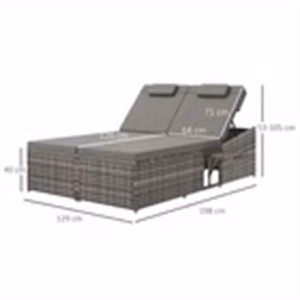 Nordara 2 Seater Grey Polyrattan Garden Sofa with Side Tray – 2