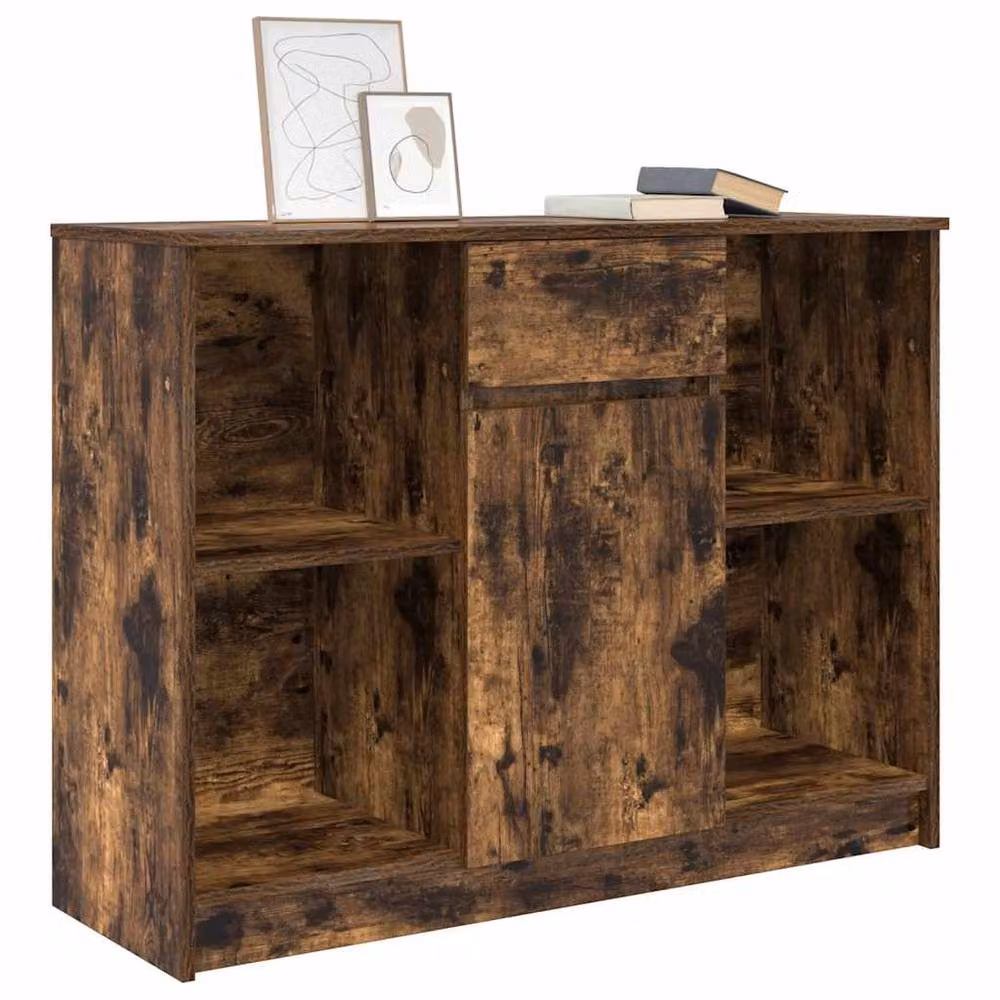 Berkfield Home Sideboard with Drawer in Smoked Oak Brown, W/D/H: 101 x 35 x 76 cm – 4