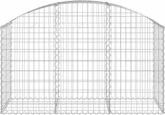 Berkfield Home Decorative Arched Gabion Basket in Silver Galvanised Steel, W: 150 cm, D: 50 cm, H: 80-100 cm