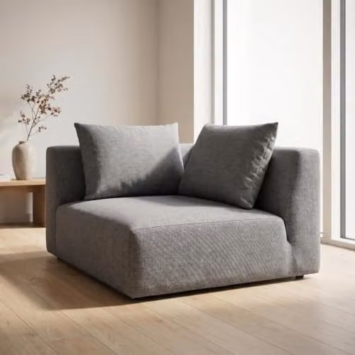 Abakus Direct Tokyo Right Corner Seat in Charcoal Grey Brushed Tweed with Deep Seat – 4