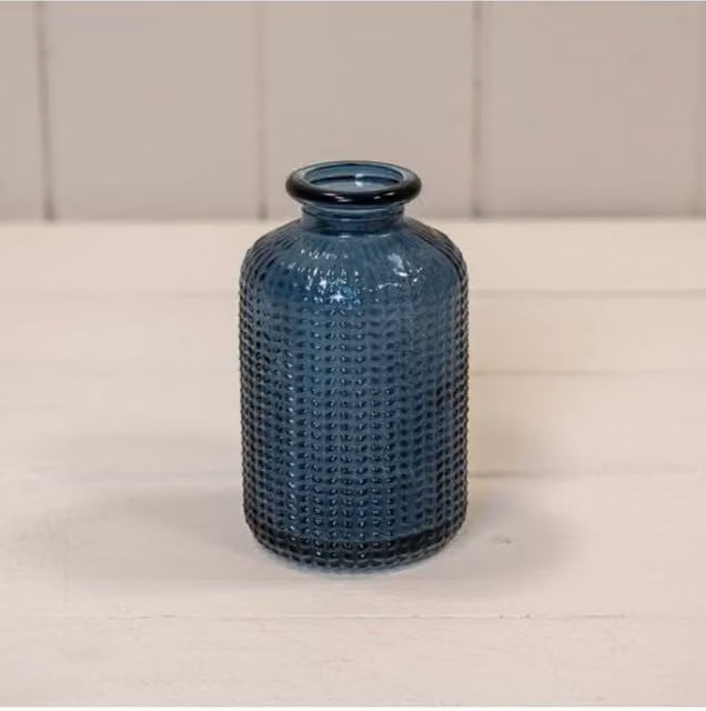 KDMD Blue Dimpled Glass Bottle