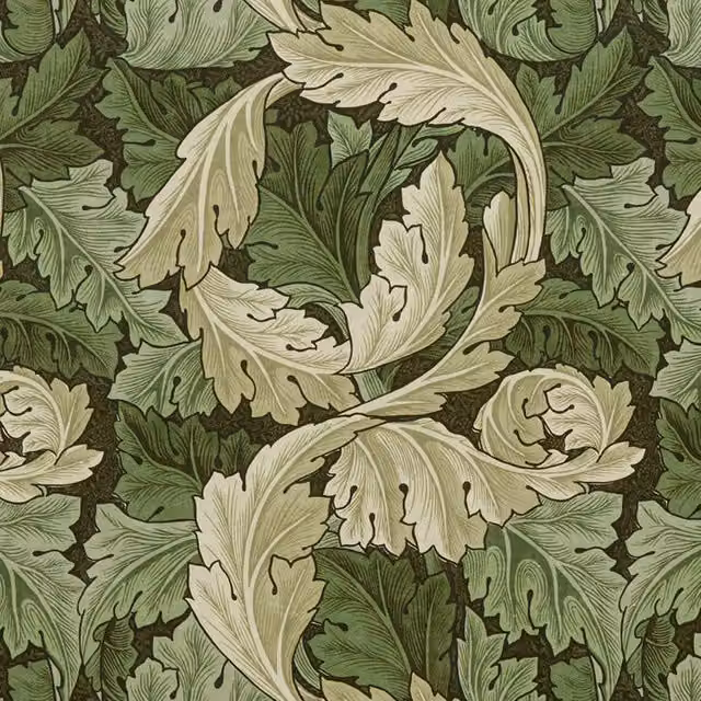 William Morris At Home Acanthus Velvet Fabric in Nettle Green
