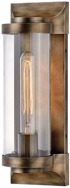 Hinkley Pearson Outdoor Wall Lantern in Burnished Bronze with Transparent Glass, IP44 Rated – 1