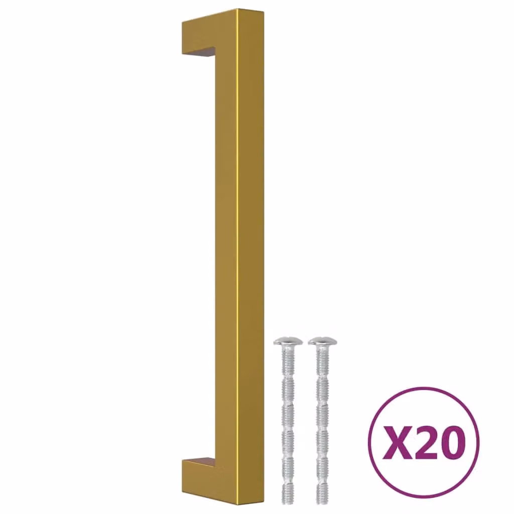 Berkfield Home Gold Stainless Steel Bar Cabinet Handles, 20 Pack, Length: 160 mm – 2