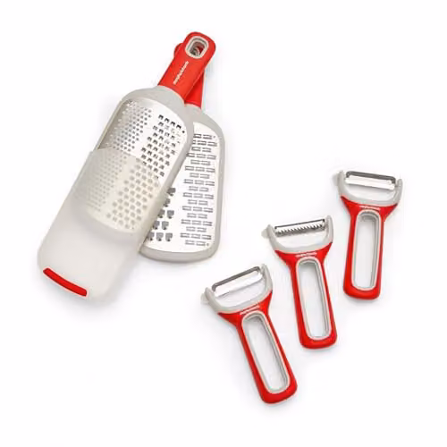 Morphy Richards 7-in-1 Grater and Peeler Set with Multiple Blades and Finger Guard in White – 1