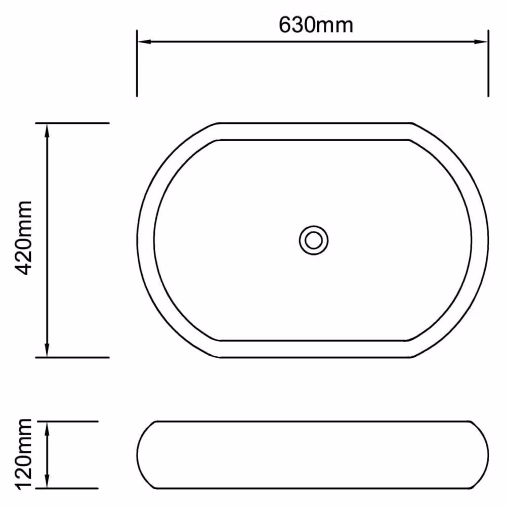 Berkfield Home Ceramic Oval Bathroom Sink Basin, Black, W: 42.0 cm, D: 42.0 cm, H: 12.0 cm – 5