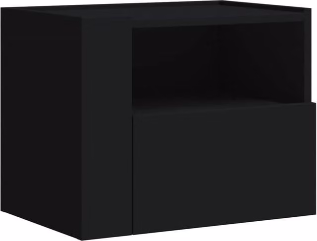 Berkfield Home Wall-mounted Bedside Cabinet in Black, W/D/H: 45 x 30 x 35 cm