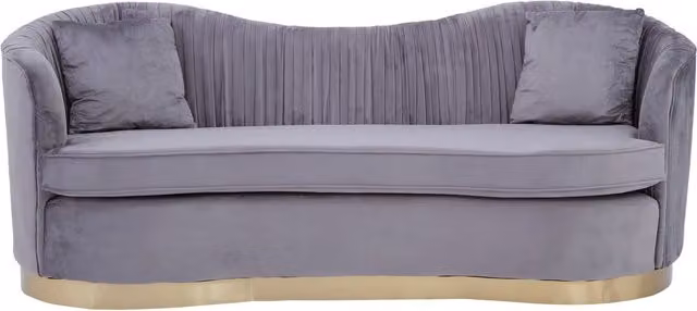 Fifty Five South Franza 3 Seat Pleated Velvet Sofa in Grey and Gold