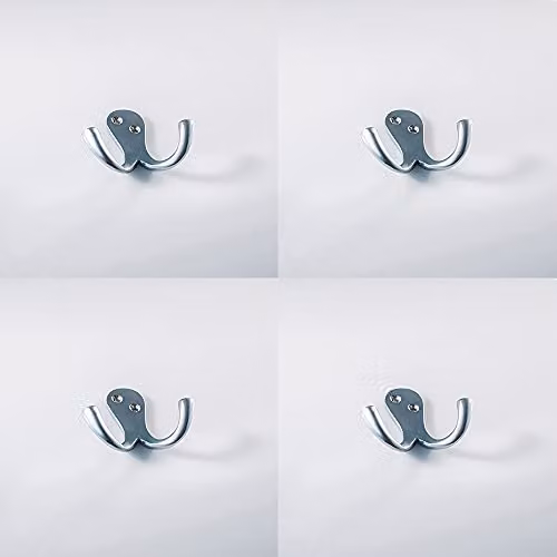 Loops Victorian One Piece Double Bathroom Robe Hook, Satin Chrome, 4 Pack