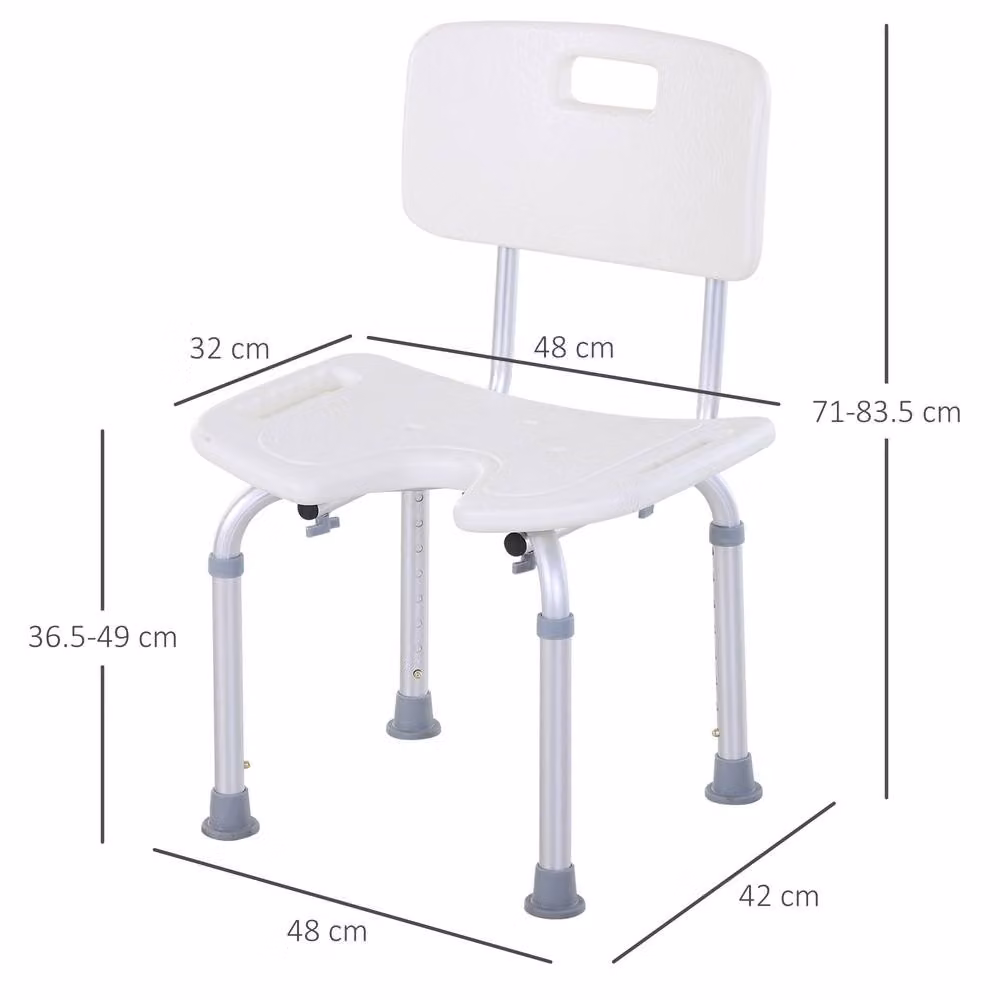 STILVORA Height Adjustable Shower Chair with Non-Slip Feet in White – 2